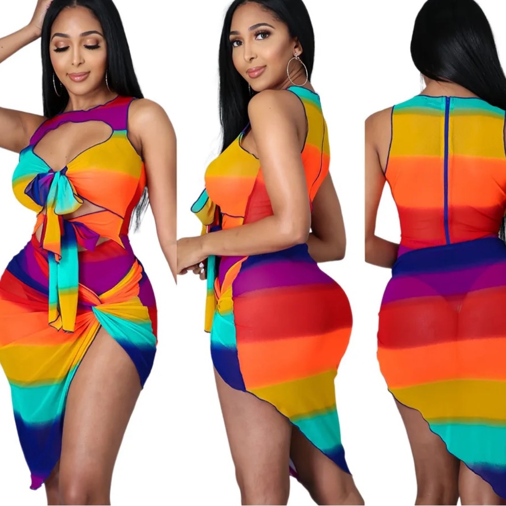 Goodtime USA mesh tie from rainbow bodysuit